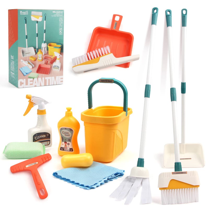Jenilily Detachable Kids Cleaning Toy Set - Broom Dustpan Mop Brush Rag  Play Housekeeping Kit  Really STEM Toddler Clean Toys Gift for Girls & Boys 1-3 - Image 1